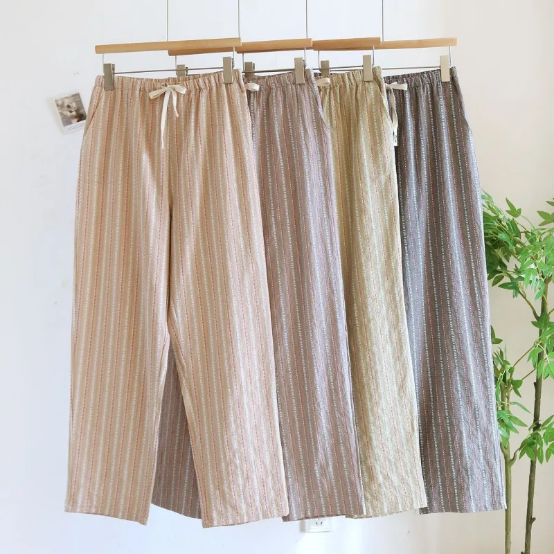 Spring Summer Men 100% Cotton Sleeping Bottoms Male Plus Size Nightwear Trousers Men Casual Loosen Striped Home Pajama Pants
Spring Summer Men 100% Cotton Sleeping Bottoms Male Plus Size Nightwear Trousers Men Casual Loosen Striped Home Pajama Pants