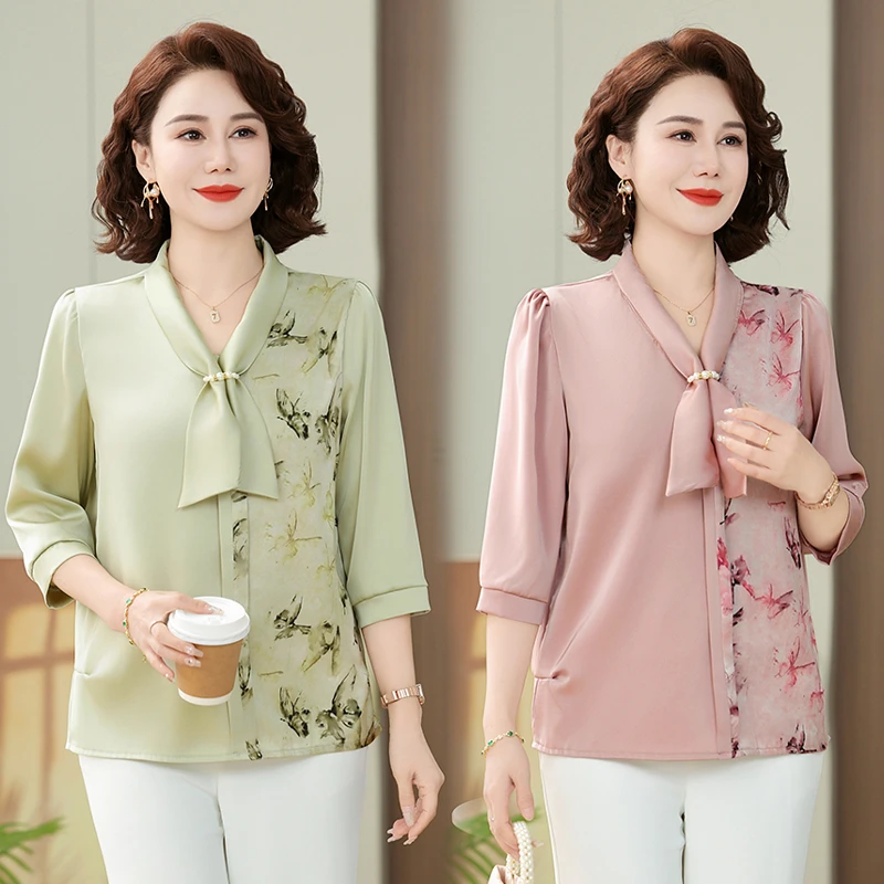 Spring Summer Casual 3/4 Sleeve Shirt Fashion Spliced Women's Clothing Commute bow tie Neck Elegant Bow Blouse
Spring Summer Casual 3/4 Sleeve Shirt Fashion Spliced Women's Clothing Commute bow tie Neck Elegant Bow Blouse
