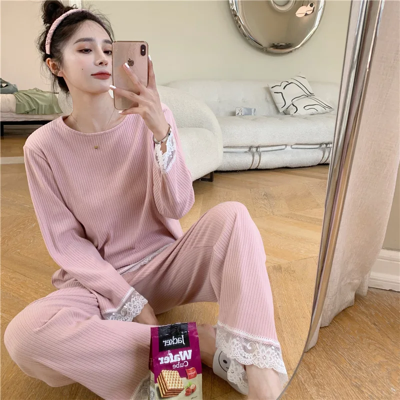Korean Spring Autumn Sleepwear Women Clothes Casual New Pajamas Set Long Sleeve Nightwear Pijamas Female Lounge Home Suit
Korean Spring Autumn Sleepwear Women Clothes Casual New Pajamas Set Long Sleeve Nightwear Pijamas Female Lounge Home Suit