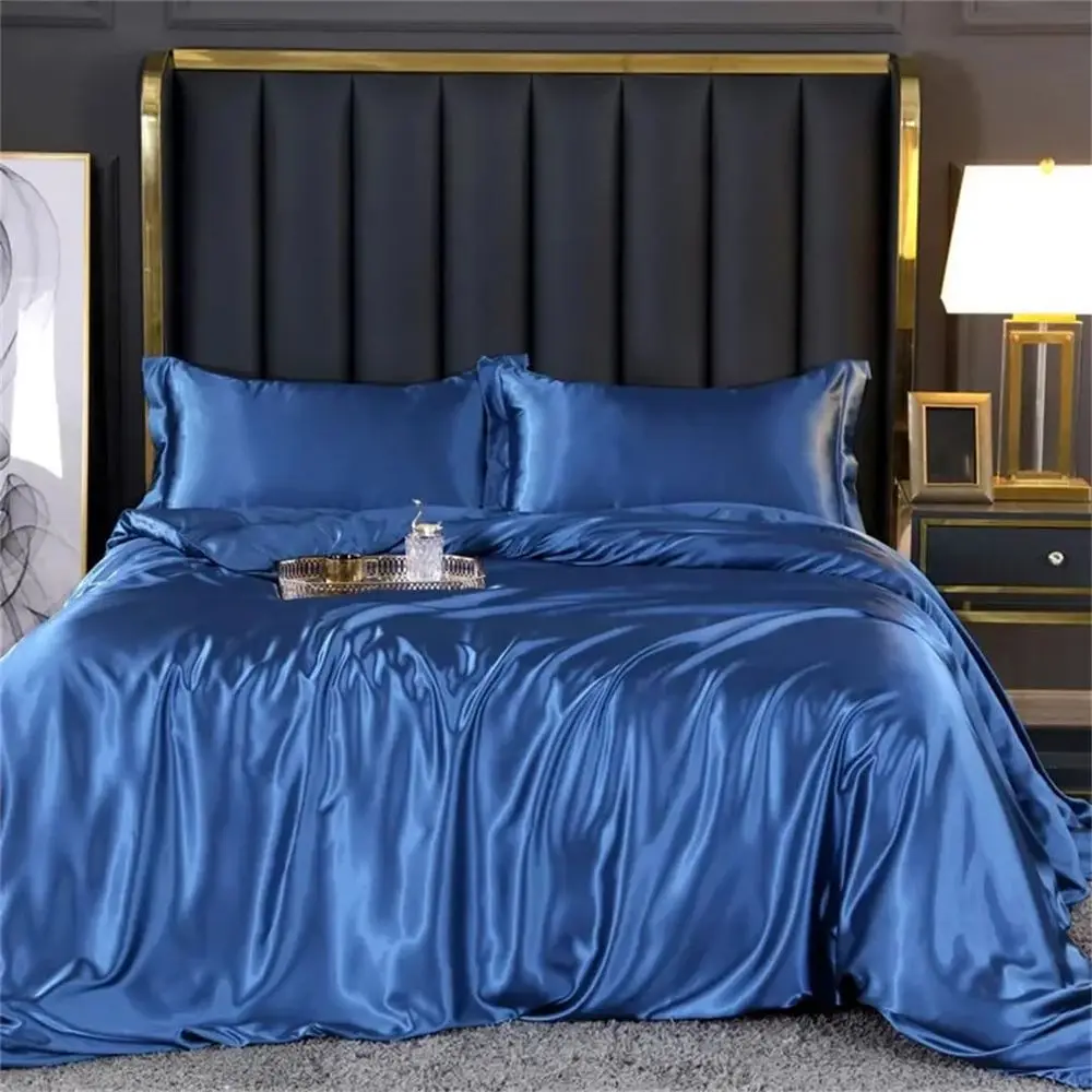 Silk itted Sheet our-Piece Set European Style Solid Color Mulberry Silk Satin Quilt Cover Summer Bedding Paris Blue 25 150x200cm
Silk itted Sheet our-Piece Set European Style Solid Color Mulberry Silk Satin Quilt Cover Summer Bedding Paris Blue 25 150x200cm
