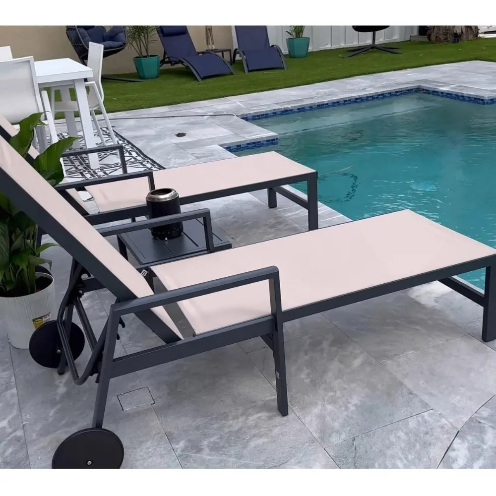 2 Pieces Outdoor Chaise Lounge Aluminum Patio Lounge Chair with Wheels and Armrests Outdoor Lounge Recliner Chair for Pool
2 Pieces Outdoor Chaise Lounge Aluminum Patio Lounge Chair with Wheels and Armrests Outdoor Lounge Recliner Chair for Pool