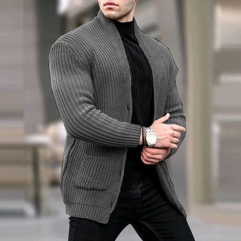 Fashionable casual men's cardigan long sleeved loose solid color pocket button slim fit men's autumn and winter new sweater
Fashionable casual men's cardigan long sleeved loose solid color pocket button slim fit men's autumn and winter new sweater