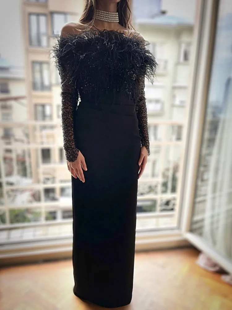 Chic Women Luxury Sexy Long Sleeve Sequins Feather Black Bodycon Bandage Jumpsuit 2024 Celebrity Designer High Street Rompers
Chic Women Luxury Sexy Long Sleeve Sequins Feather Black Bodycon Bandage Jumpsuit 2024 Celebrity Designer High Street Rompers