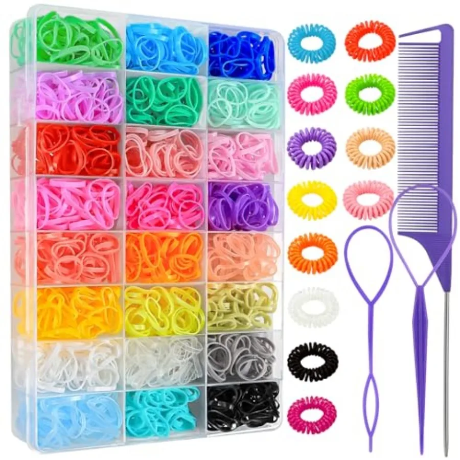 2880Pcs Elastic Rubber Bands 24 Colors Small Elastic Hair Ties for Adult Mini Colorful Hair Bands Kit for Toddler Baby Girls Ac
2880Pcs Elastic Rubber Bands 24 Colors Small Elastic Hair Ties for Adult Mini Colorful Hair Bands Kit for Toddler Baby Girls Ac