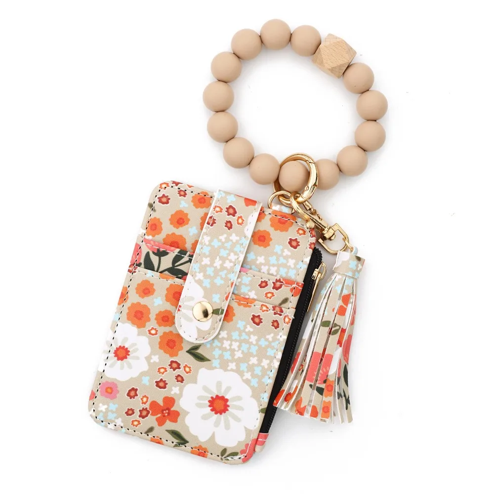 Fragmented Design Silicone Bead Bracelet Keychain Pu Leather Boho Style Wristlet Wallet Keychain Flower Pattern
Fragmented Design Silicone Bead Bracelet Keychain Pu Leather Boho Style Wristlet Wallet Keychain Flower Pattern