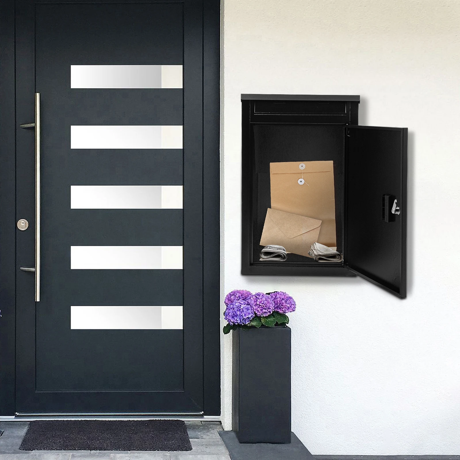 Black Wall-mounted Mailbox 25.4 X 13.8 X 16.5 Inches with Anti-theft Lock Large Capacity Mailbox Used in Families and Companies
Black Wall-mounted Mailbox 25.4 X 13.8 X 16.5 Inches with Anti-theft Lock Large Capacity Mailbox Used in Families and Companies