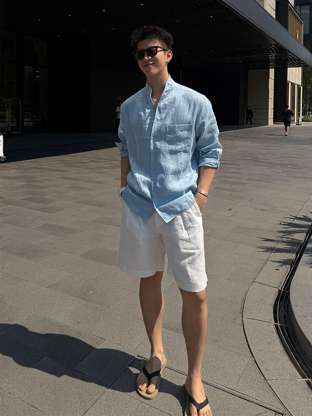 Blue Linen Long Sleeve Shirt Men's Summer Ice Silk Quick Dry Short Pants Loose Feeling Two Piece Set Fashionable Youthwear
Blue Linen Long Sleeve Shirt Men's Summer Ice Silk Quick Dry Short Pants Loose Feeling Two Piece Set Fashionable Youthwear