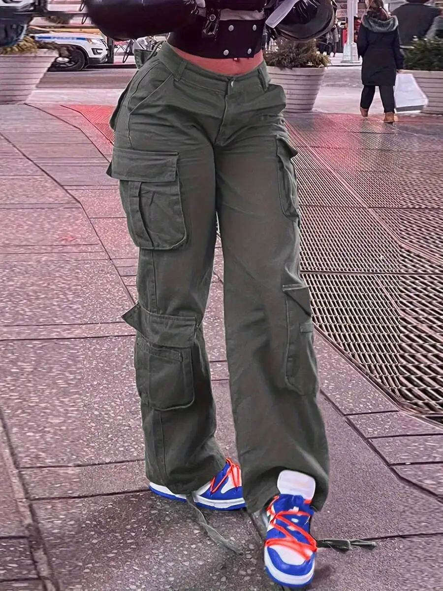 Женские джинсовые брюки карго с широкими штанинами, средней посадкой, накладными карманами и свободным кроем в уличном стиле
Женские джинсовые брюки карго с широкими штанинами, средней посадкой, накладными карманами и свободным кроем в уличном стиле