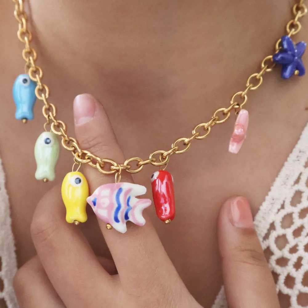 Creative Ocean Style DIY Mini Fish Necklace Bohemia Jewelry Fish Pendant Handmade Colorful Starfish Chain Choker Vacation
Creative Ocean Style DIY Mini Fish Necklace Bohemia Jewelry Fish Pendant Handmade Colorful Starfish Chain Choker Vacation