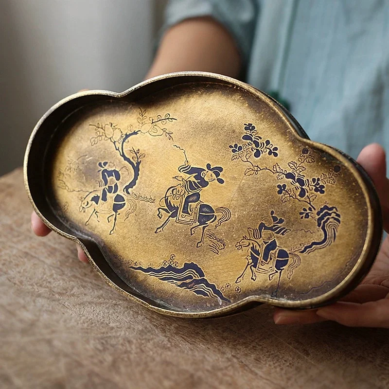 Imitation of Ancient Copper Tea Tray Pure Handmade Lacquer Painting Tray Home Room/study/office/teahouse Tea Ceremony Supplies
Imitation of Ancient Copper Tea Tray Pure Handmade Lacquer Painting Tray Home Room/study/office/teahouse Tea Ceremony Supplies