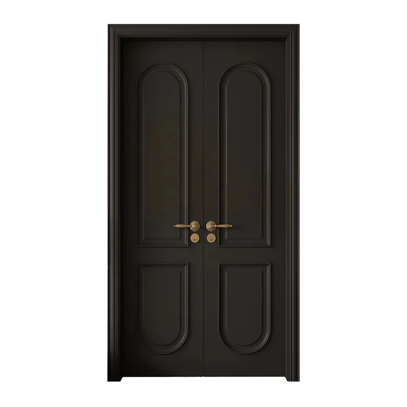 Retro solid wood composite door soundproof black indoor double light French door
Retro solid wood composite door soundproof black indoor double light French door