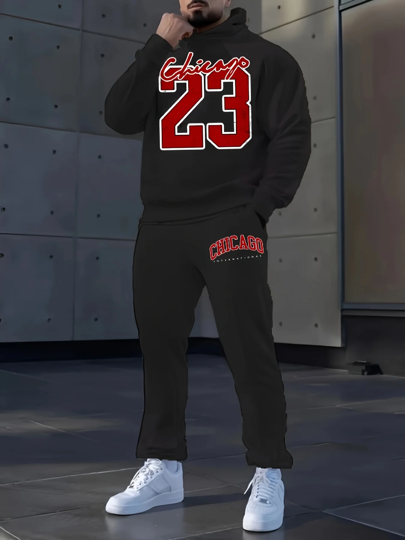 Men's Casual Trendy Street - Inspired Printed Hoodie and Straight Trousers Set with CHICAGO Elements and 23 Digital Prints
Men's Casual Trendy Street - Inspired Printed Hoodie and Straight Trousers Set with CHICAGO Elements and 23 Digital Prints