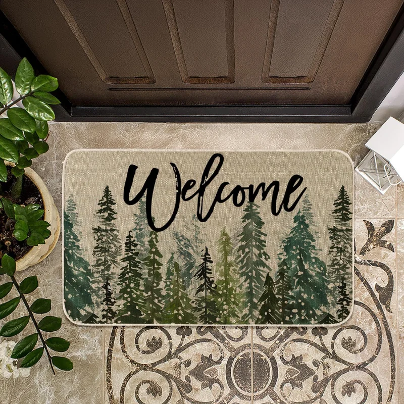 Welcome Green Pine Trees Christmas Door Mat, Xmas Seasonal Winter Holiday Decorative Low-Profile Rug Doormat for Indoor Outdoor
Welcome Green Pine Trees Christmas Door Mat, Xmas Seasonal Winter Holiday Decorative Low-Profile Rug Doormat for Indoor Outdoor
