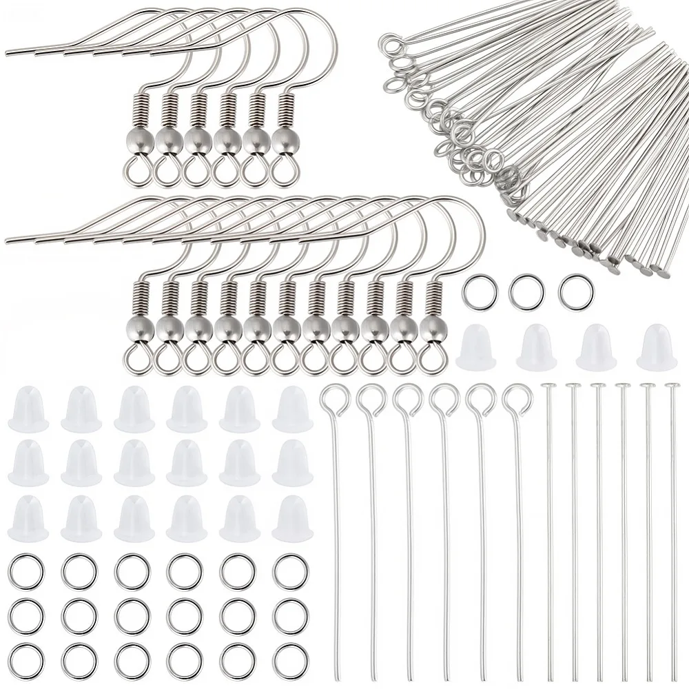 DIY Jewelry Making Findings Kits including 304 Stainless Steel Earring Hooks Jump Rings Pins Plastic Ear Nuts
DIY Jewelry Making Findings Kits including 304 Stainless Steel Earring Hooks Jump Rings Pins Plastic Ear Nuts