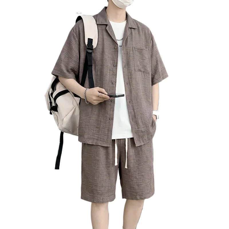 Short Top + 5-Point Shorts】Men's Shirt Set Summer Fashion Cotton Linen Blend Simple Versatile Comfortable Leisure Two-Piece Suit
Short Top + 5-Point Shorts】Men's Shirt Set Summer Fashion Cotton Linen Blend Simple Versatile Comfortable Leisure Two-Piece Suit