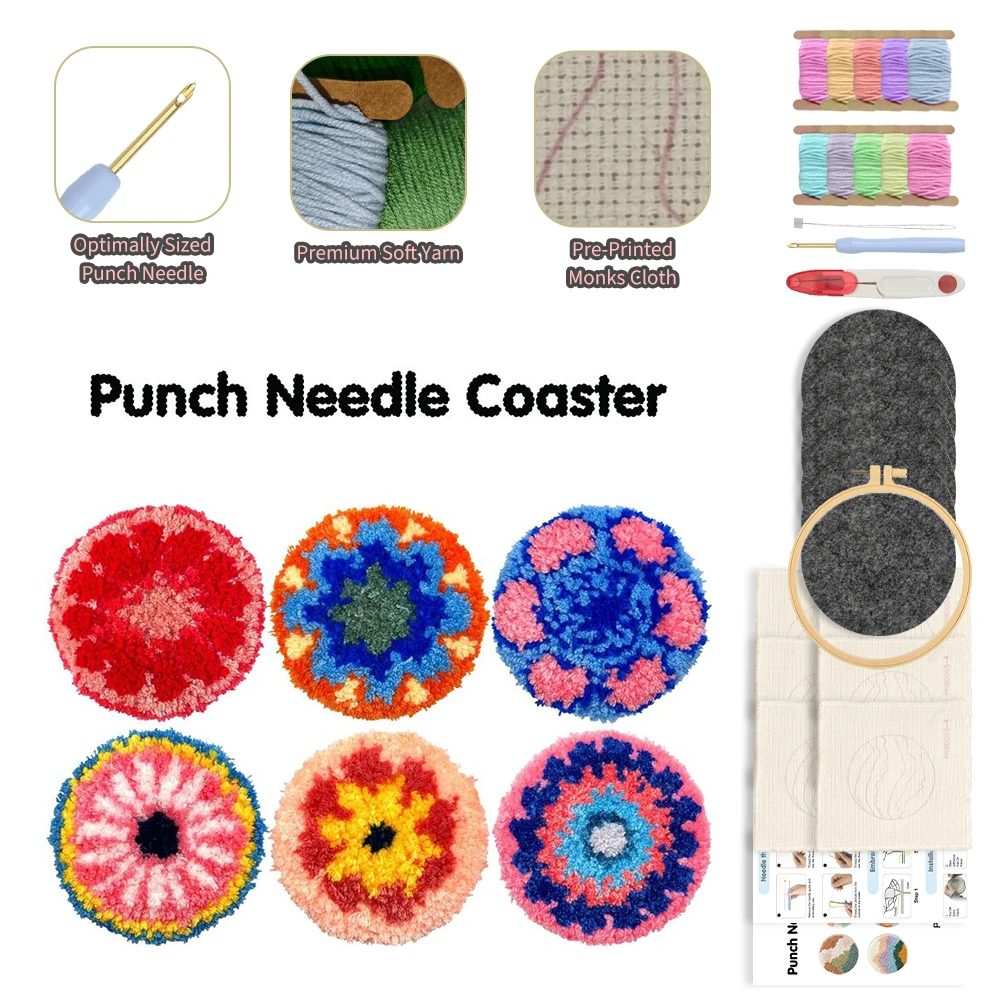 CHENISTORY DIY Flower Pattern Punch Needle Embroidery Coaster Suitable For Beginners Handmade Embroidery Set Room Decoration
CHENISTORY DIY Flower Pattern Punch Needle Embroidery Coaster Suitable For Beginners Handmade Embroidery Set Room Decoration