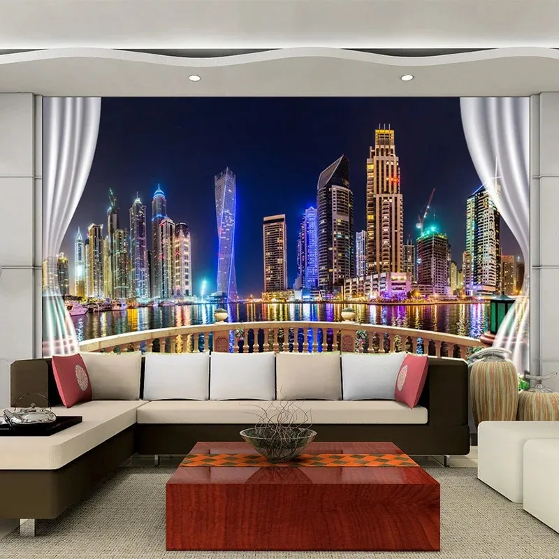 Custom Wallpaper 3D Outside The Window City Night View Photo Murals Living Room Bedroom Creative Home Decor 3D Fresco Poster
Custom Wallpaper 3D Outside The Window City Night View Photo Murals Living Room Bedroom Creative Home Decor 3D Fresco Poster