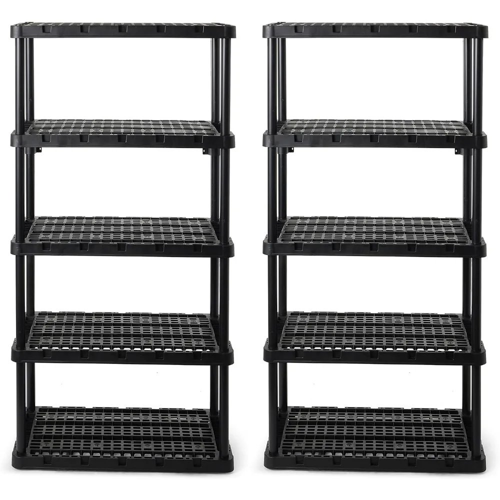 2-Pack 5 Shelf Unit, Storage Shelves and Rack for Home & Garage, Black - Multipurpose and Heavy-Duty Plastic She
2-Pack 5 Shelf Unit, Storage Shelves and Rack for Home & Garage, Black - Multipurpose and Heavy-Duty Plastic She