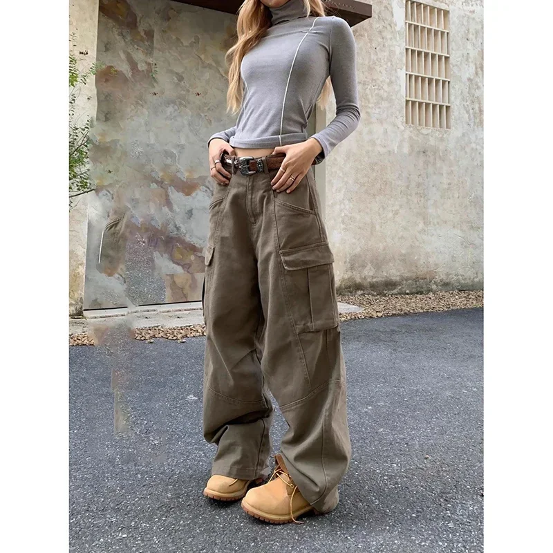 American Women Baggy Harajuku 90s Aesthetic Denim Trousers Retro Brown Y2k Cargo Jeans Vintage Japanese 2000s Wide Leg Pants
American Women Baggy Harajuku 90s Aesthetic Denim Trousers Retro Brown Y2k Cargo Jeans Vintage Japanese 2000s Wide Leg Pants
