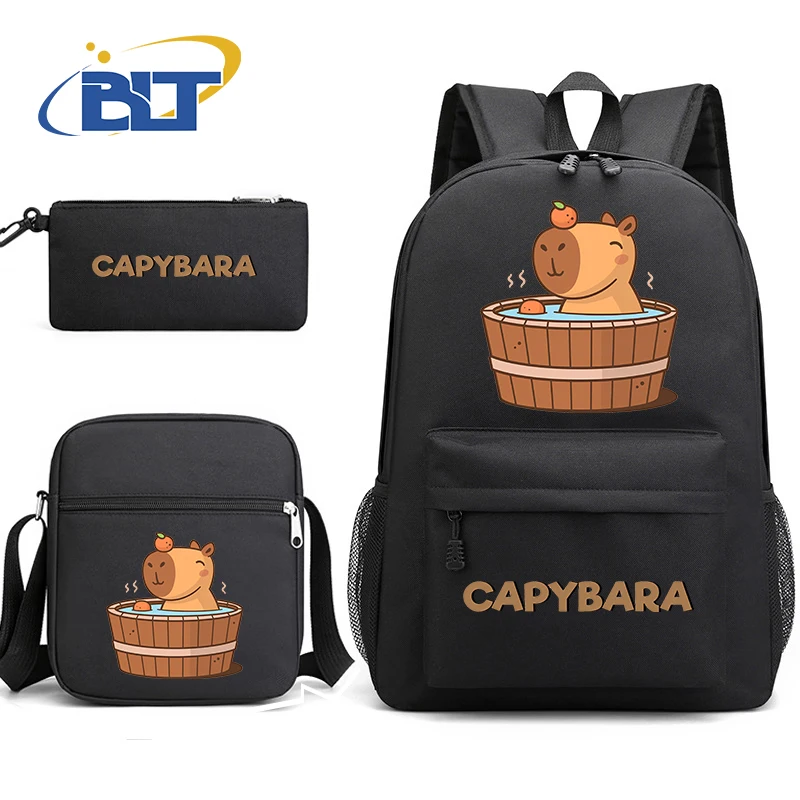 Cute Capybara Cartoon Animal Print Student Backpack Set Black Backpack Shoulder Bag Pencil Case 3-Piece Set for Boys and Girls
Cute Capybara Cartoon Animal Print Student Backpack Set Black Backpack Shoulder Bag Pencil Case 3-Piece Set for Boys and Girls