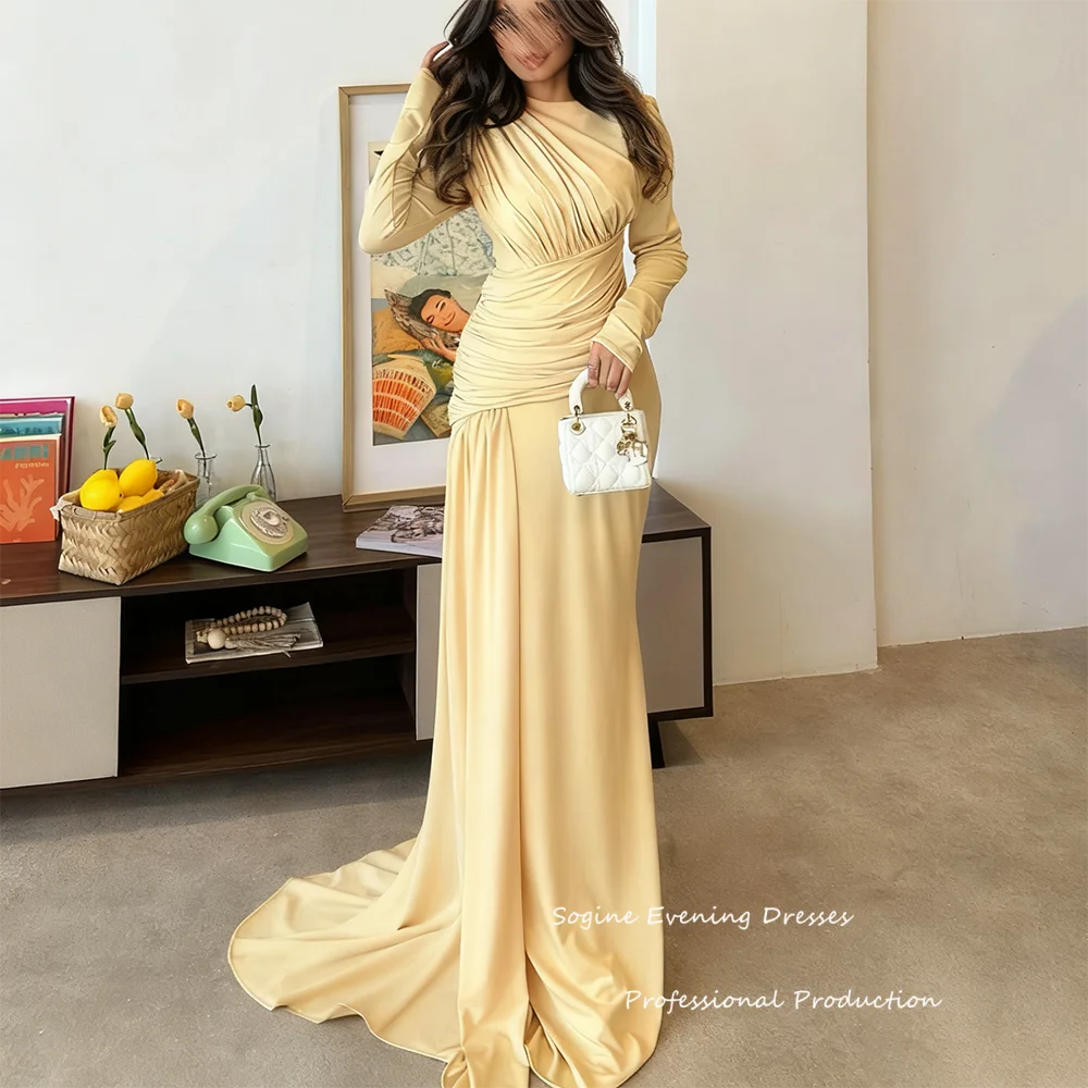 Customized Satin Mermaid Evening Dresses Draped Ruched فساتين سهرة Long Cocktail Long Sleeve O-Neck Party Prom Gowns
Customized Satin Mermaid Evening Dresses Draped Ruched فساتين سهرة Long Cocktail Long Sleeve O-Neck Party Prom Gowns