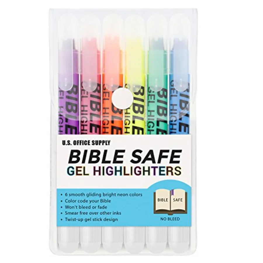 U.S. Office Supply Bible Safe Highlighter Set of 6 Bright Flouresent Colors, Dry Bible Highlighters No Bleed, Fade or Smear, Sa
U.S. Office Supply Bible Safe Highlighter Set of 6 Bright Flouresent Colors, Dry Bible Highlighters No Bleed, Fade or Smear, Sa