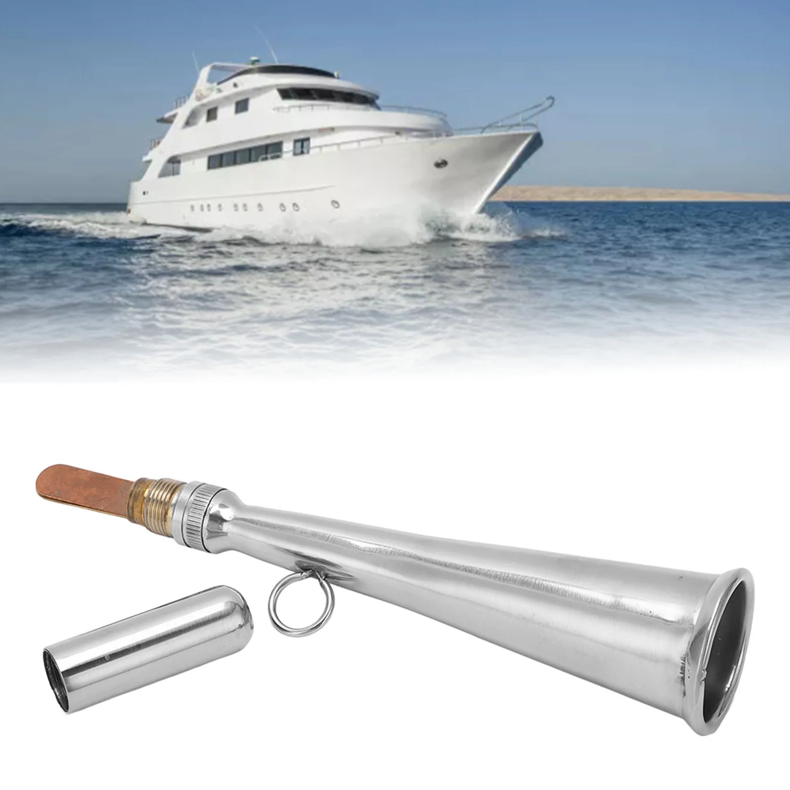 Handheld Foghorn Stainless Steel Fog Horn Removable Mouthpiece Accessory for Boat 
Handheld Foghorn Stainless Steel Fog Horn Removable Mouthpiece Accessory for Boat