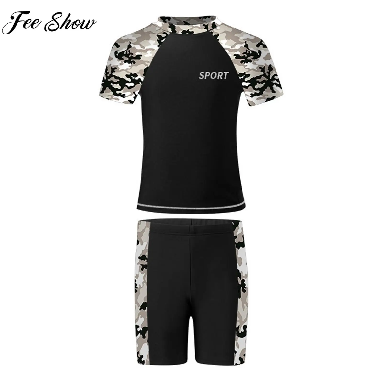 Children Two-piece Swimsuit Rash Guard Short Sleeve Print Top with Shorts Set Swimwear Pool Beach Training Surfing Bathing Suit
Children Two-piece Swimsuit Rash Guard Short Sleeve Print Top with Shorts Set Swimwear Pool Beach Training Surfing Bathing Suit