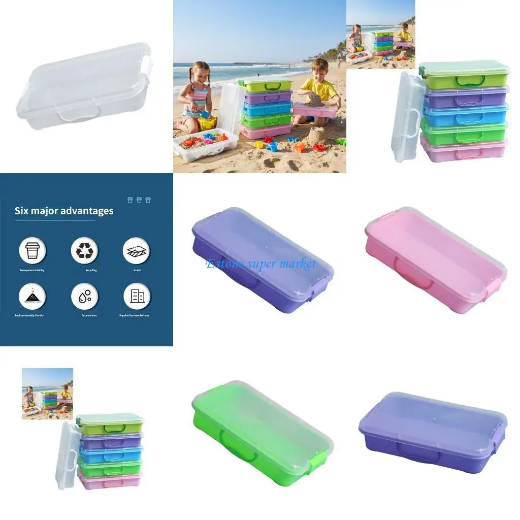 090B Leakproof Sensory Play Trays Stackable Sand Box Organizers With Lid For Art Supplies Outdoor Toy Blue Green Pink Design
090B Leakproof Sensory Play Trays Stackable Sand Box Organizers With Lid For Art Supplies Outdoor Toy Blue Green Pink Design