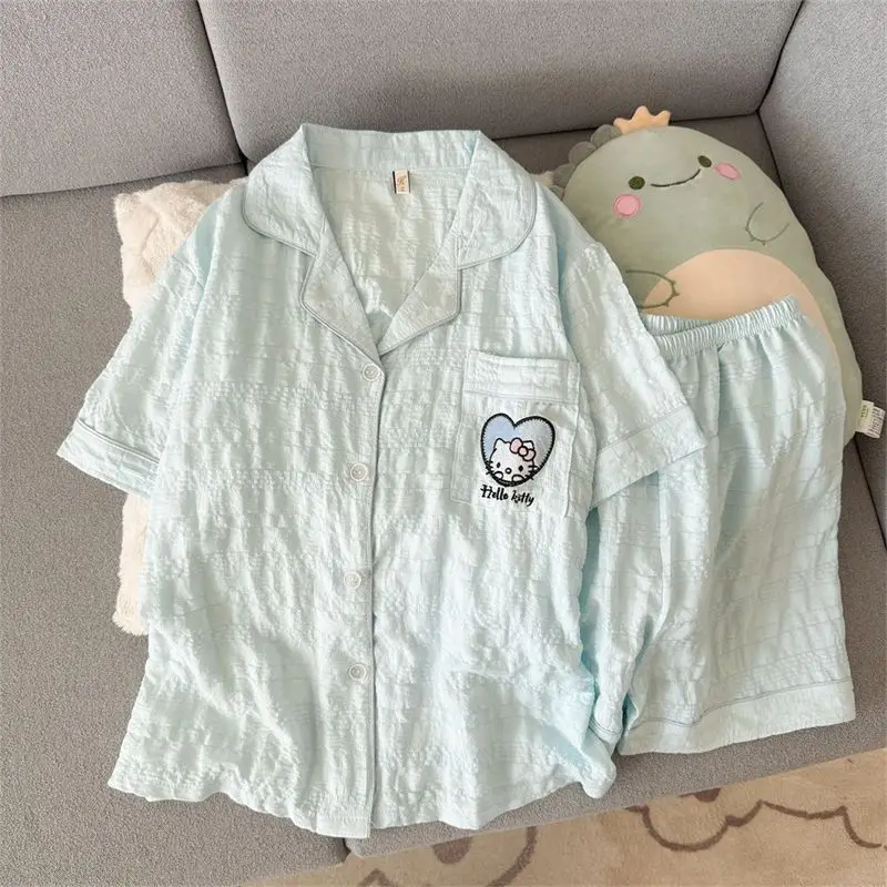 Пижамы Sanrio Hello Kitty Y2K, летние пижамные топы, шорты с короткими рукавами, одежда для сна, хлопковая ночная одежда, мягкое домашнее платье, домашняя одежда
Пижамы Sanrio Hello Kitty Y2K, летние пижамные топы, шорты с короткими рукавами, одежда для сна, хлопковая ночная одежда, мягкое домашнее платье, домашняя одежда