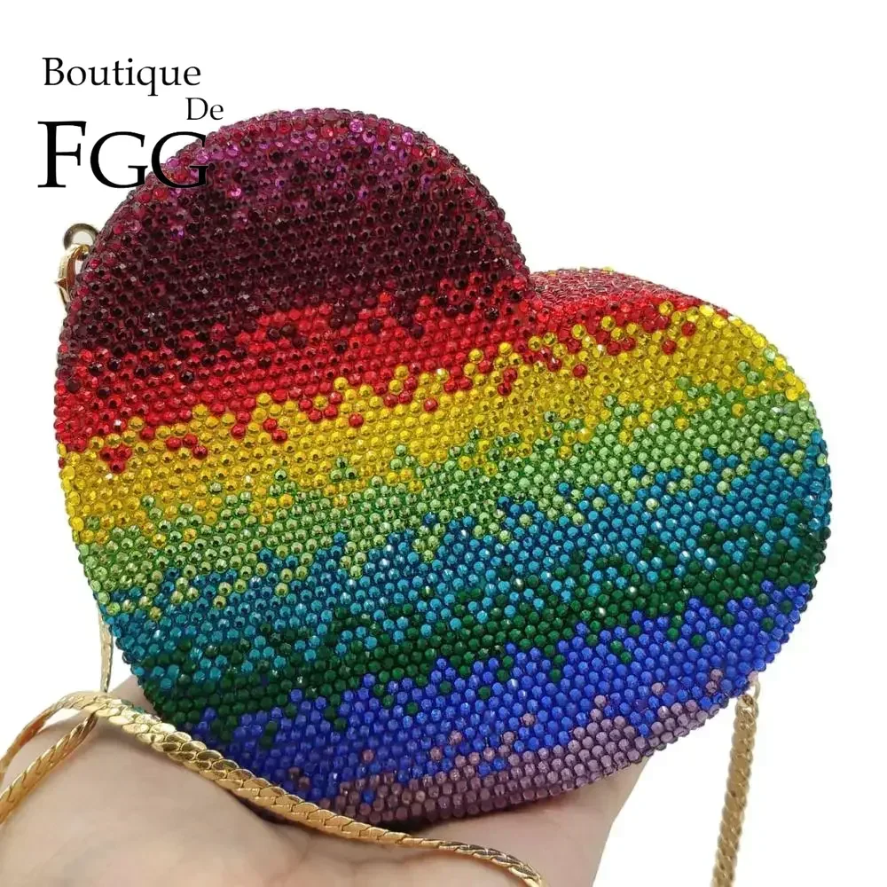 Boutique De FGG Rainbow Heart Women Luxury Crystal Evening Clutch Bags Hard Case Mini Minaudiere Rhienstones Party Handbag Purse
Boutique De FGG Rainbow Heart Women Luxury Crystal Evening Clutch Bags Hard Case Mini Minaudiere Rhienstones Party Handbag Purse