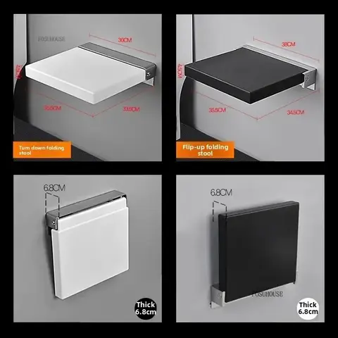 Bathroom Wall-mounted Shower Seats Foldable Non-slip Bath Chair Foldable Soft Stool Black Shower Seat Home Porch Shoe Stool