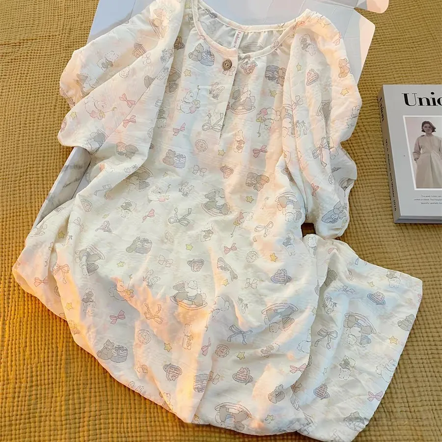Lightweight Cloud Print Cotton Sleep Dress Women's Summer Home Clothes Outdoor Wearable Sweet Style Short Sleeve Midi Dress
Lightweight Cloud Print Cotton Sleep Dress Women's Summer Home Clothes Outdoor Wearable Sweet Style Short Sleeve Midi Dress
