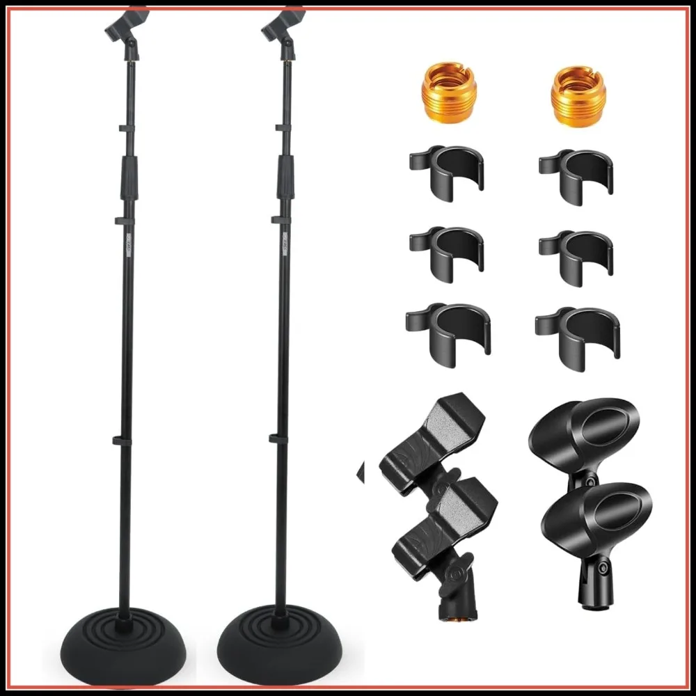 Heavy Duty Microphone Stand 2-Pack, Adjustable 37.5-70 inch, Round Base for Stage & Studio
Heavy Duty Microphone Stand 2-Pack, Adjustable 37.5-70 inch, Round Base for Stage & Studio