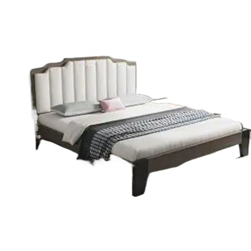 Solid wood bed modern and simple, European light luxury master bedroom double bed, plate type
Solid wood bed modern and simple, European light luxury master bedroom double bed, plate type