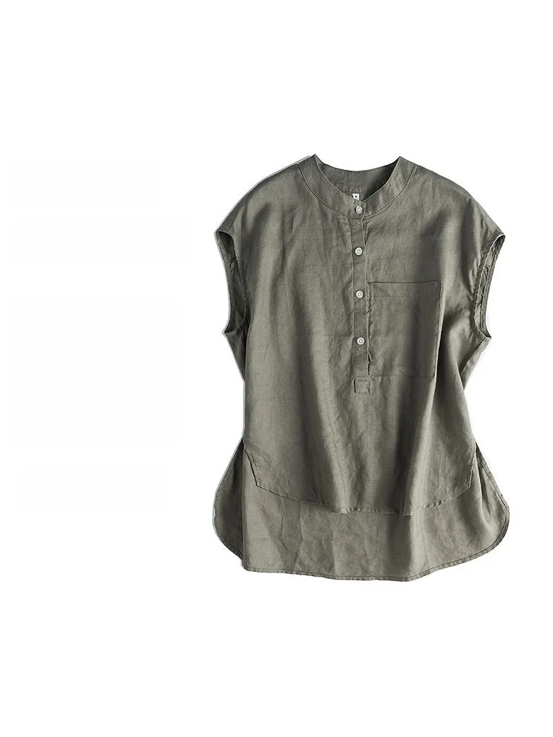 Pure Linen Sleeveless Shirt Normanandy Collar Half Open Front Side Slit Regular Length Back Long for Women Breathable Cool Se...
Pure Linen Sleeveless Shirt Normanandy Collar Half Open Front Side Slit Regular Length Back Long for Women Breathable Cool Se...