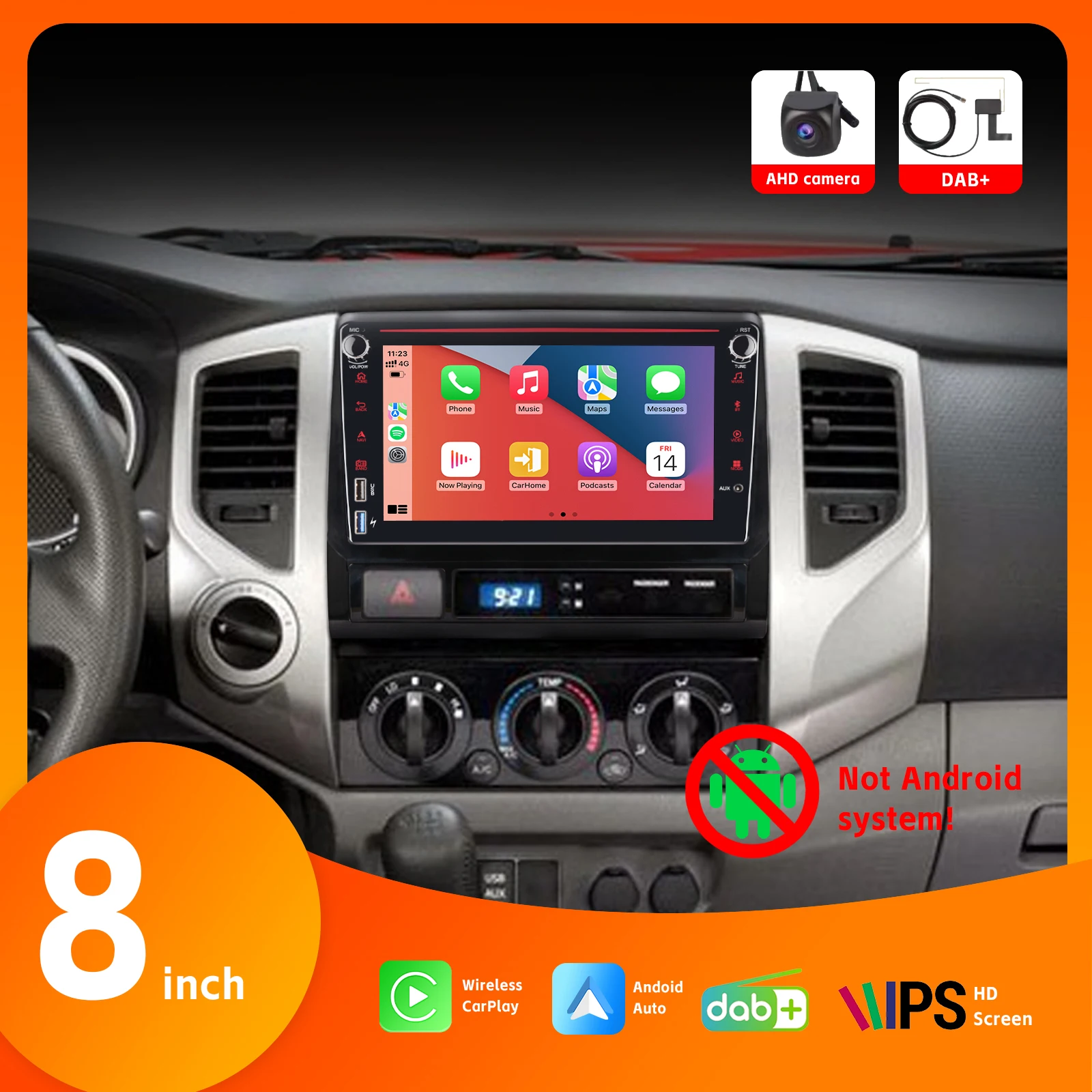 Wireless Carplay Android Auto HD IPS Touch Screen 8" Car Radio BT SWC AHD Rear View Camera DAB+ for Toyota Tacoma 2005-2015
Wireless Carplay Android Auto HD IPS Touch Screen 8" Car Radio BT SWC AHD Rear View Camera DAB+ for Toyota Tacoma 2005-2015