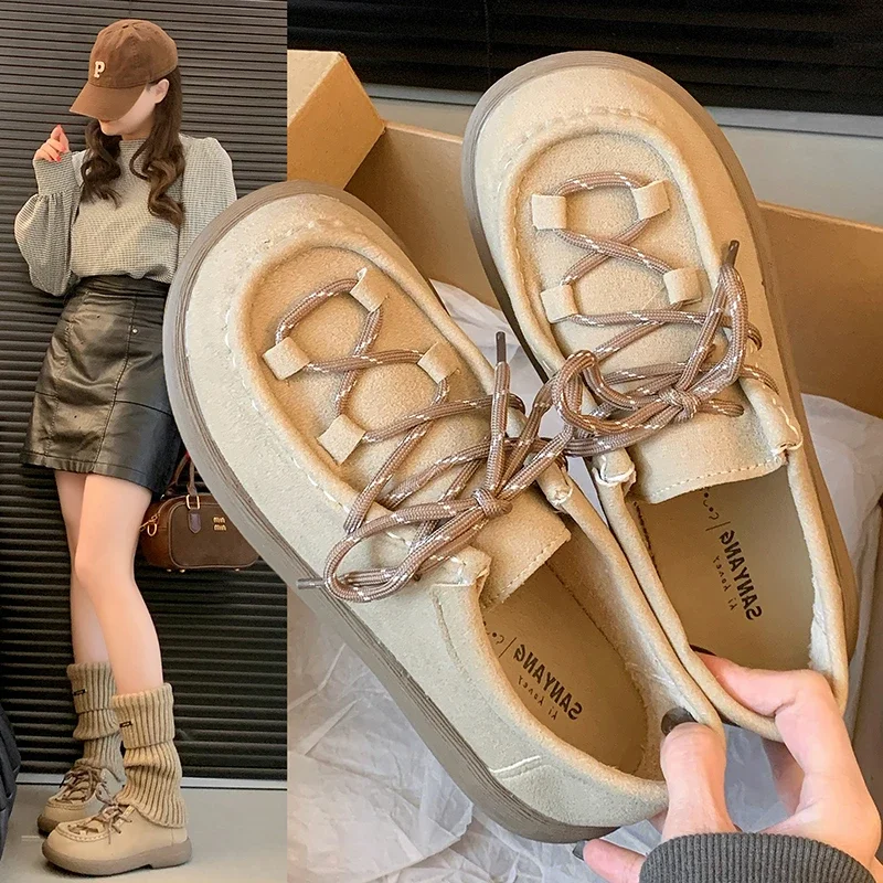 Women's Casual Shoes Suede Straps Flat Shoes Women Leisure Comfortable 2025 Spring Autumn Retro Lace Zapatillas De Mujer
Women's Casual Shoes Suede Straps Flat Shoes Women Leisure Comfortable 2025 Spring Autumn Retro Lace Zapatillas De Mujer