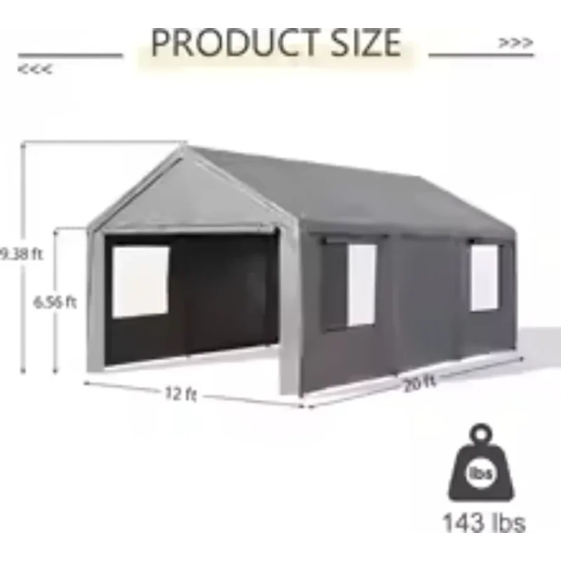 Сверхмощный 12X20 футов серый портативный гаражный навес для хранения рулонных дверей навес для автомобиля, мотоцикла и велосипеда
Сверхмощный 12X20 футов серый портативный гаражный навес для хранения рулонных дверей навес для автомобиля, мотоцикла и велосипеда
