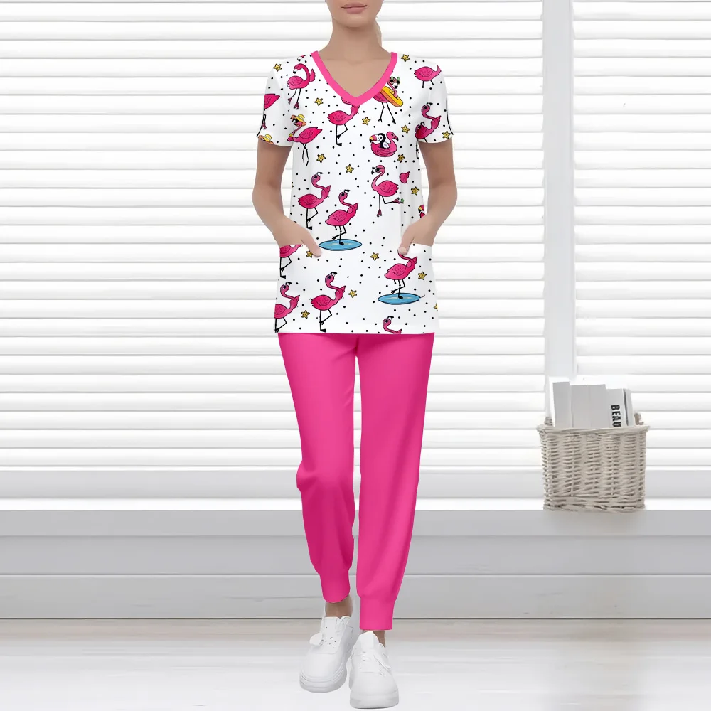 Women Medical Uniforms Set Cute Animal Print V-Neck T-Shirt Fashion Comfort Short Sleeve Trouser Dentist Nurses Scrubs Set Tops
Women Medical Uniforms Set Cute Animal Print V-Neck T-Shirt Fashion Comfort Short Sleeve Trouser Dentist Nurses Scrubs Set Tops