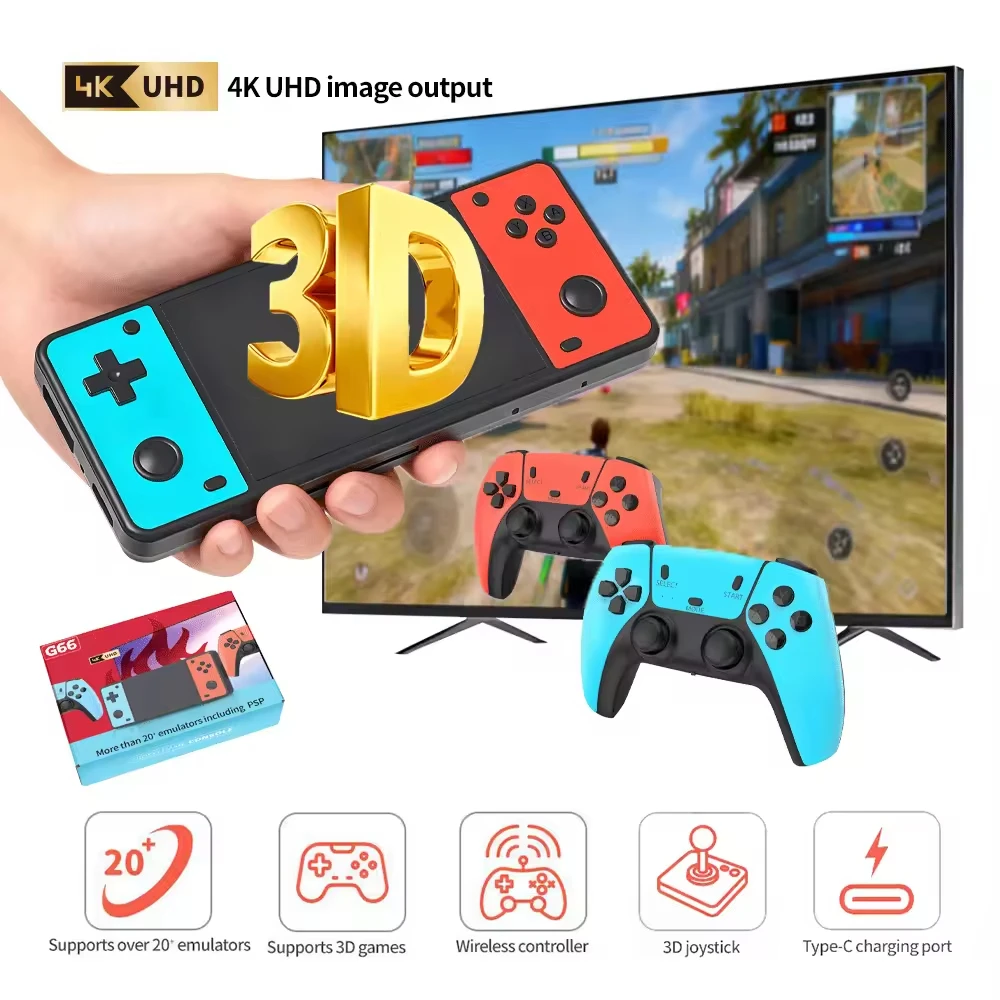G66 Home Video Game Console Dual Player Wireless Controller & Joystick Support Connects to TV Large-scale 3D Game 20000+ Box Set
G66 Home Video Game Console Dual Player Wireless Controller & Joystick Support Connects to TV Large-scale 3D Game 20000+ Box Set