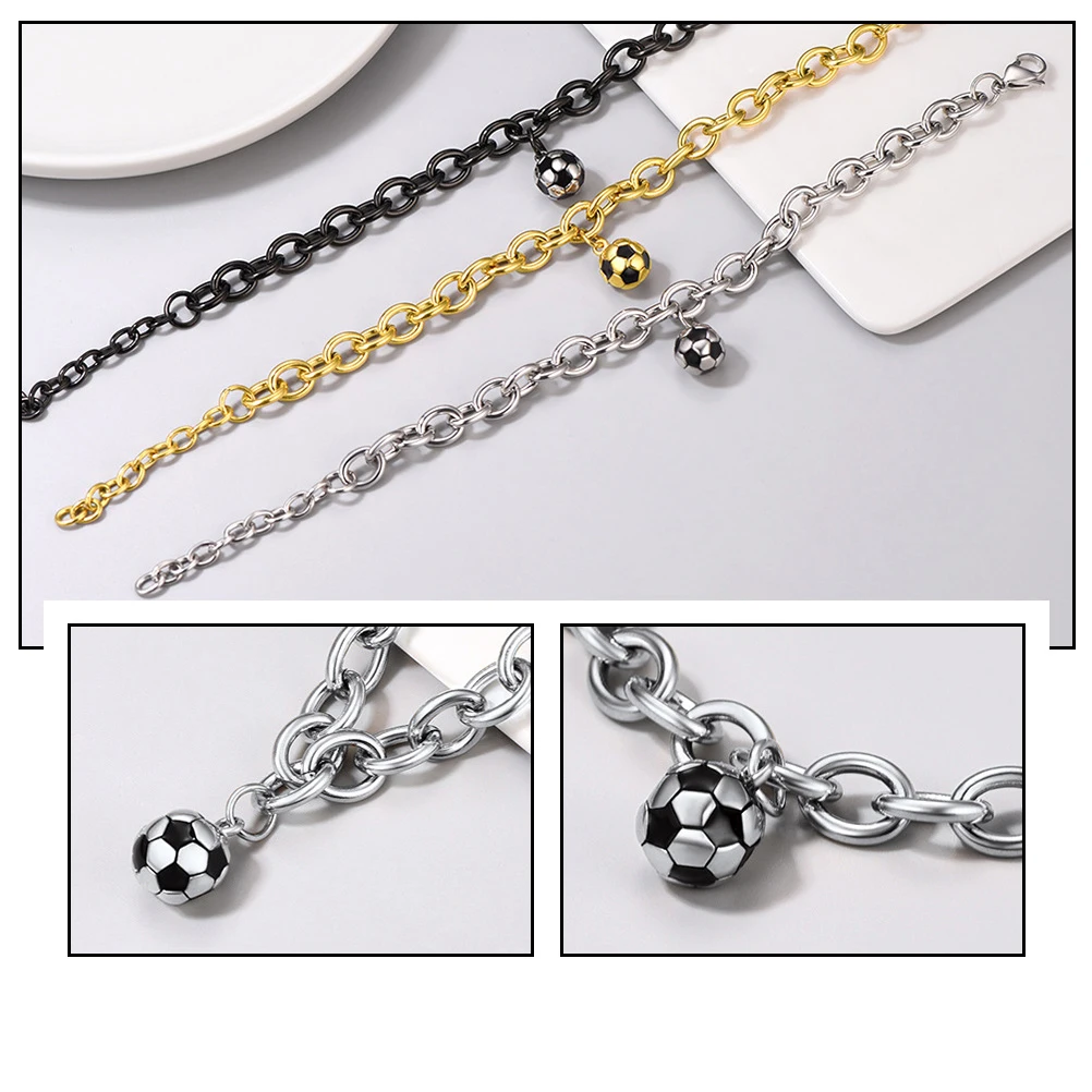 1pc Football Bracelet Titanium Steel Lightweight Hand Chain Elegant Design Match Any Outfit Birthday Gift For Her Fashion Bangle
1pc Football Bracelet Titanium Steel Lightweight Hand Chain Elegant Design Match Any Outfit Birthday Gift For Her Fashion Bangle