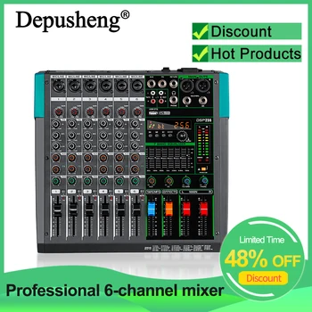 전문 오디오 믹서 Depusheng MG6 6 6 채널 사운드 보드 콘솔, DJ 믹싱 데스크 시스템 인터페이스 내장 256 리버브 효과