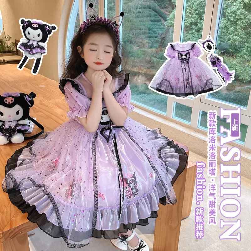 Girl Lolita Summer Dress Kuromi Sanrios Princess New Children's Clothing Cartoon Princess Skirt Short Sleeve Garnish Skirt
Girl Lolita Summer Dress Kuromi Sanrios Princess New Children's Clothing Cartoon Princess Skirt Short Sleeve Garnish Skirt