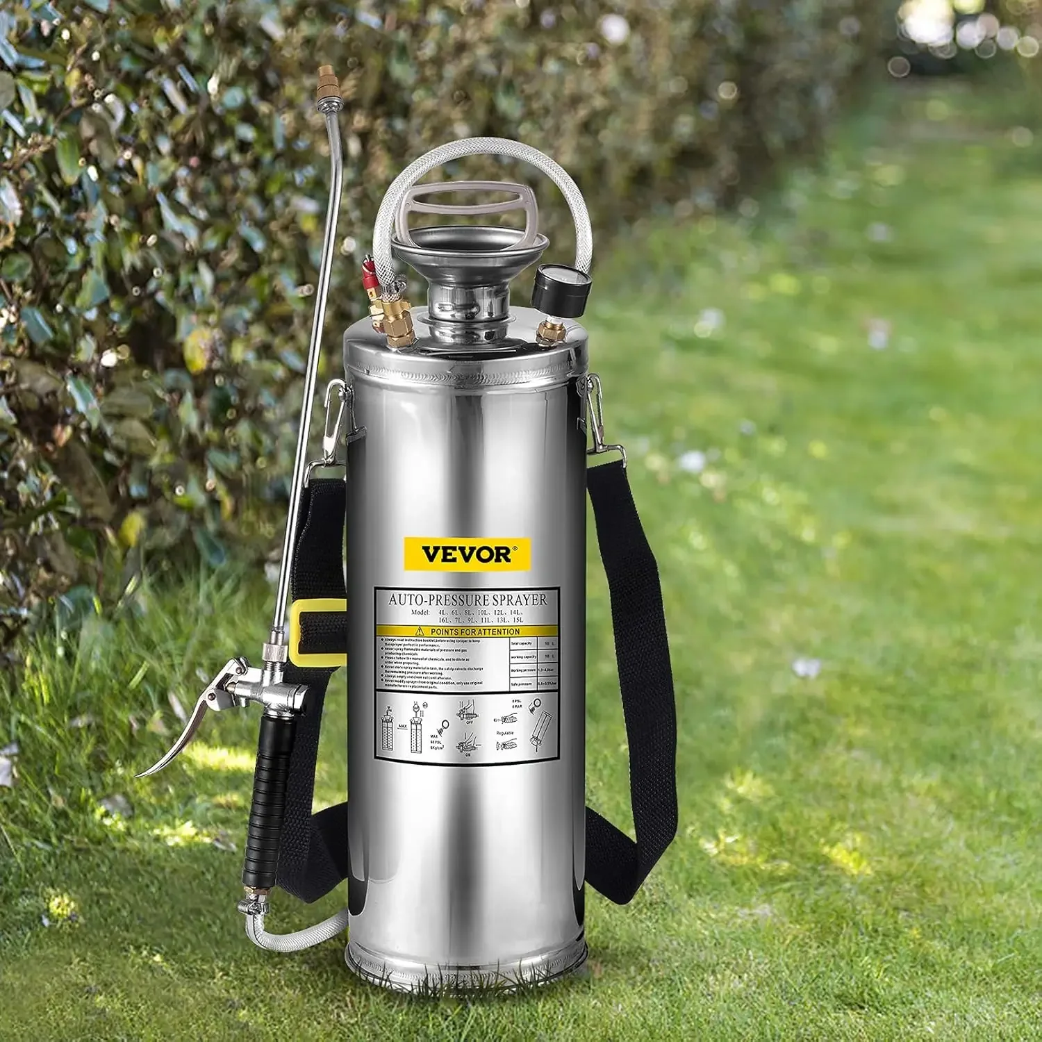 3 Gallon Stainless Steel Sprayer,20" Wand & 3FT Reinforced Hose,Hand Pump Sprayer with Pressure Gauge,Safety Valve & Adjustable
3 Gallon Stainless Steel Sprayer,20" Wand & 3FT Reinforced Hose,Hand Pump Sprayer with Pressure Gauge,Safety Valve & Adjustable