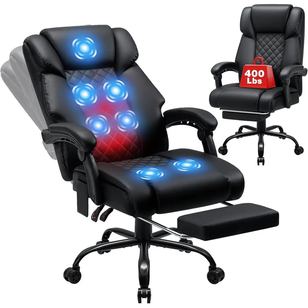 Ergonomic Reclining Desk Chair with Heat and Footrest for Home Office, Supports up to 400lbs (Black)
Ergonomic Reclining Desk Chair with Heat and Footrest for Home Office, Supports up to 400lbs (Black)