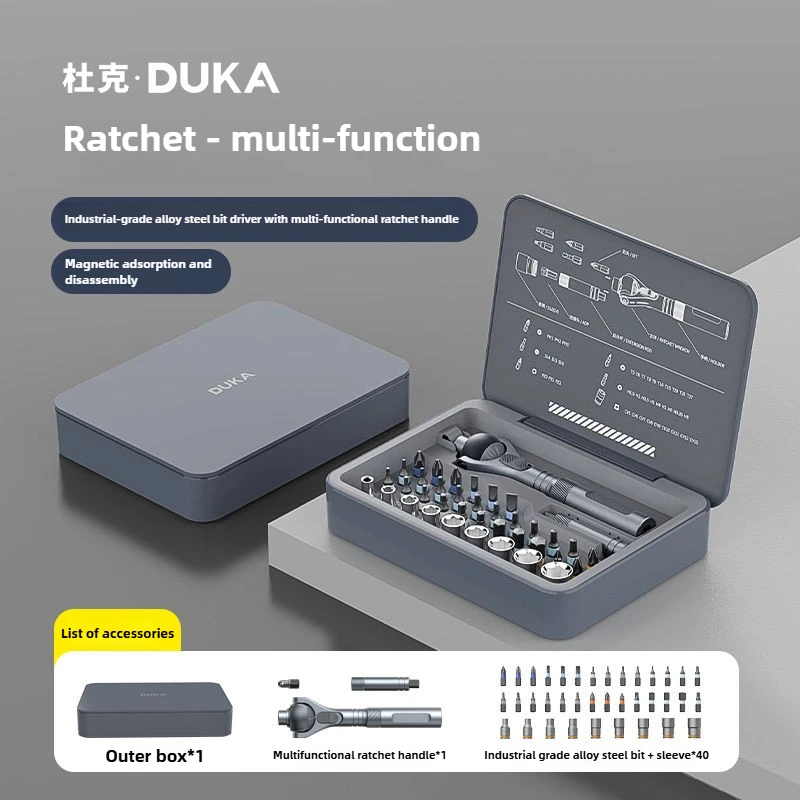 DUKA 40 in 1 Multifunction Ratchet Screwdriver Set Multi Magnetic Bits Mini Repair Tool Kit Household Tool For PC & Desk Etc.
DUKA 40 in 1 Multifunction Ratchet Screwdriver Set Multi Magnetic Bits Mini Repair Tool Kit Household Tool For PC & Desk Etc.