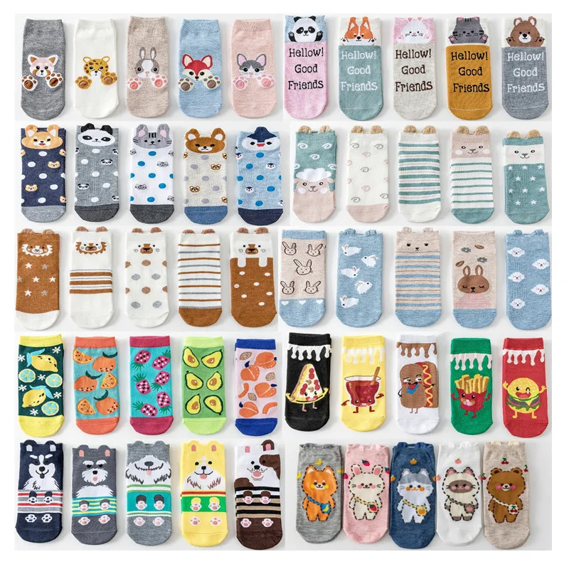 5 Pairs Spring Summer Female Cartoon Animal Printing Shallow Cut Socks Sweat-absorbent Breathable Boat Sox Women's Ankle Socks
5 Pairs Spring Summer Female Cartoon Animal Printing Shallow Cut Socks Sweat-absorbent Breathable Boat Sox Women's Ankle Socks