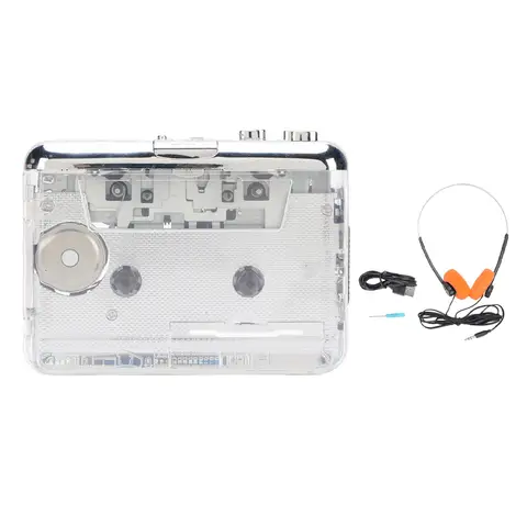 Portable Cassette Player Portable Cassette Player Tape Recorder Battery Powered Auto Rewind Compact Transparent ABS for Indoor