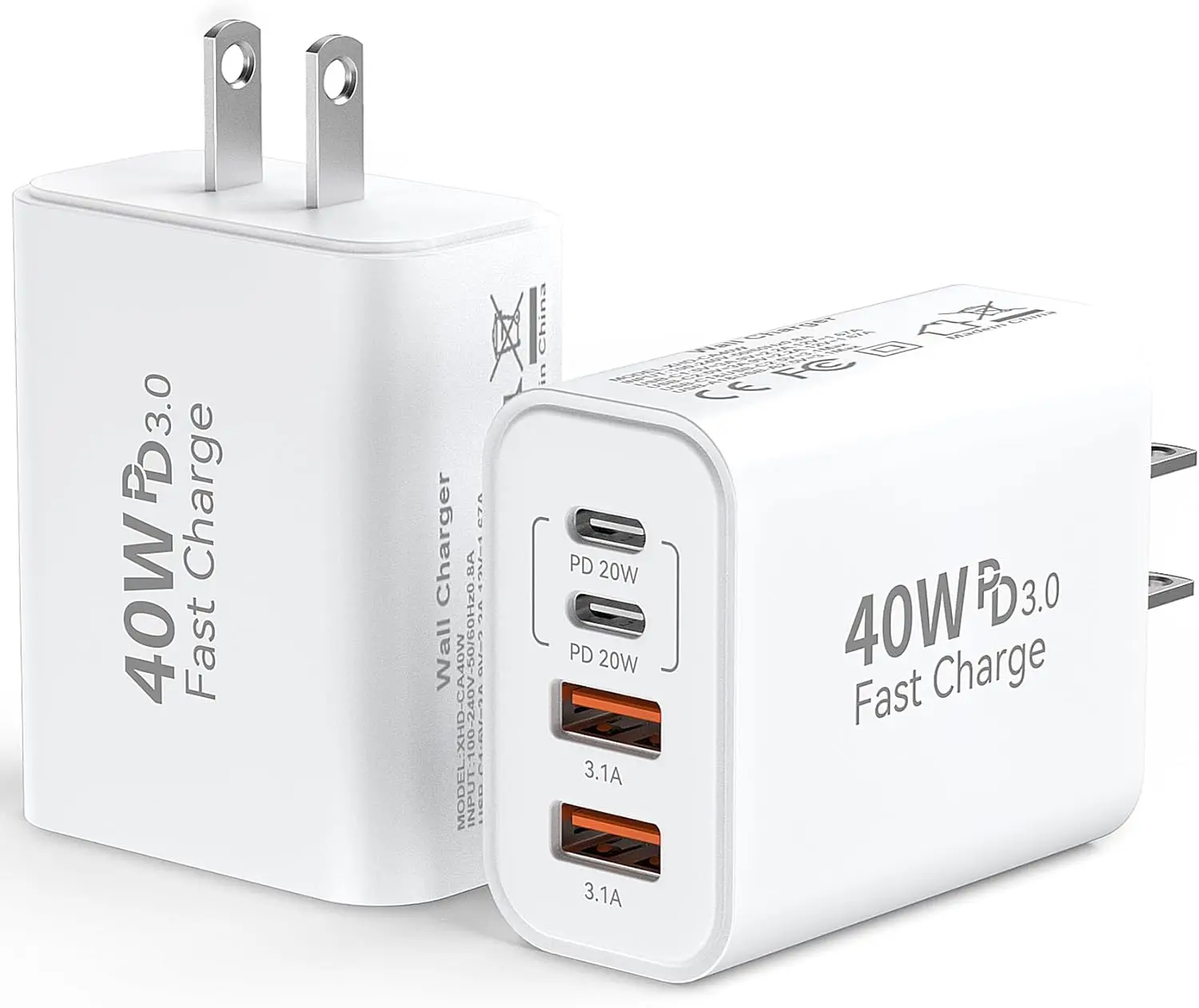 40W USB C Fast Charger Block, 4-Port Type C PD QC 3.0 Charging Station for iPhone 17 16 15 14 13 Pro Max, iPad, Samsung Galaxy S25 S24-2 Pack
40W USB C Fast Charger Block, 4-Port Type C PD QC 3.0 Charging Station for iPhone 17 16 15 14 13 Pro Max, iPad, Samsung Galaxy S25 S24-2 Pack